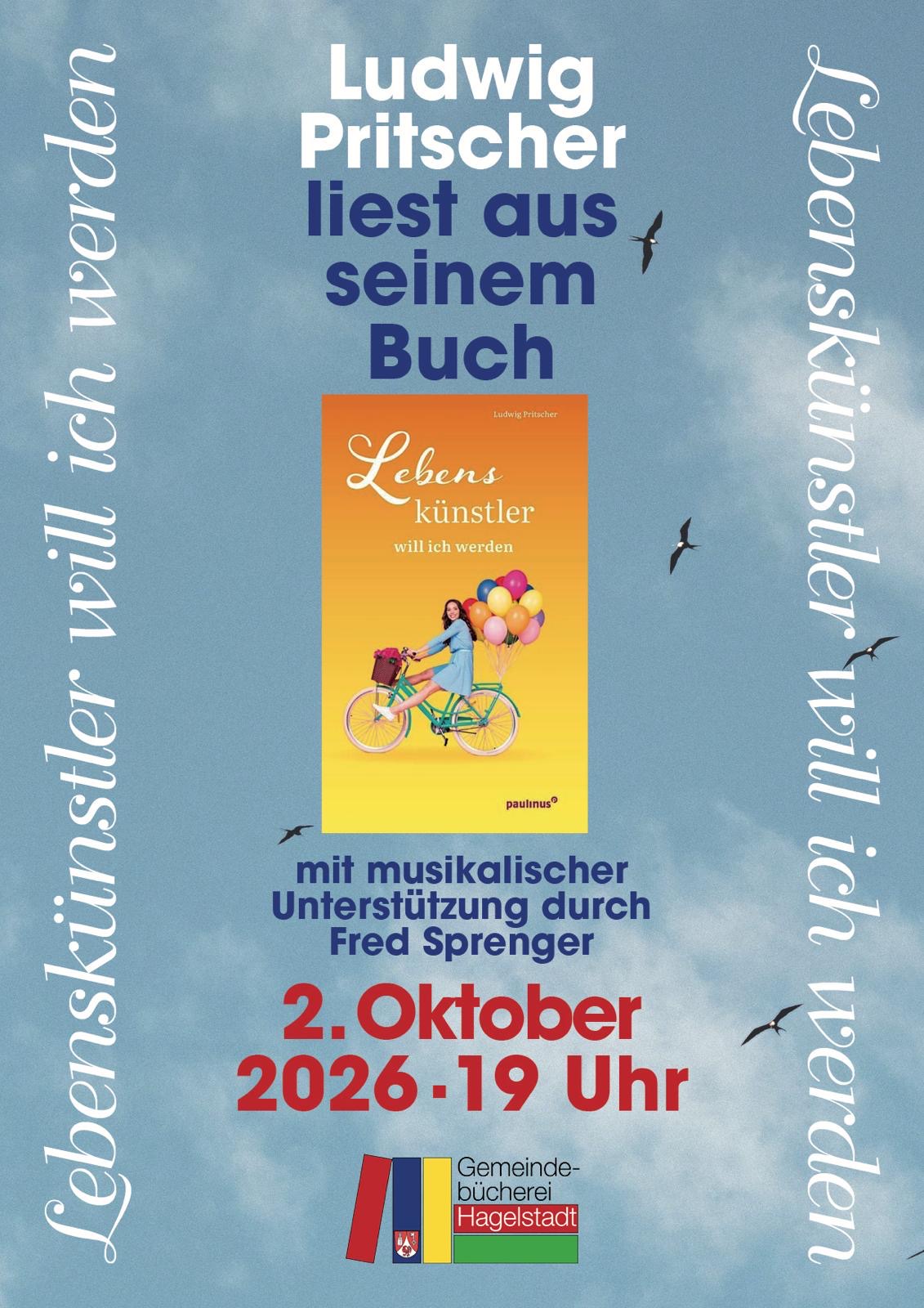 Plakat zur Lesung mit Ludwig Pritscher am 02.10.2026