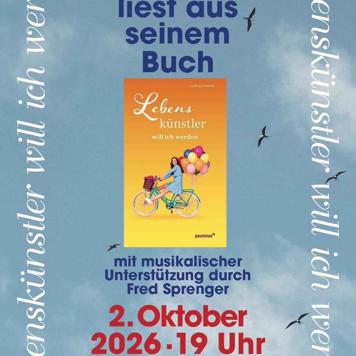 Plakat zur Lesung mit Ludwig Pritscher am 02.10.2026